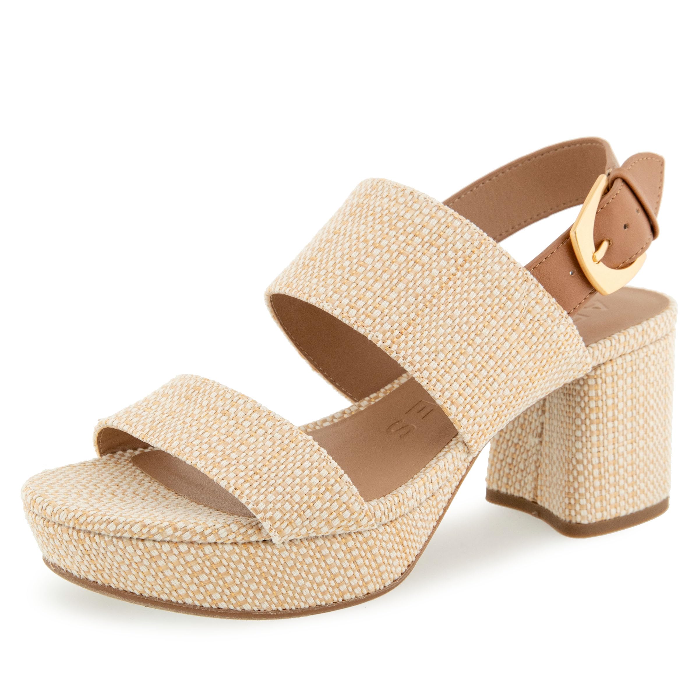 Aerosoles Women's CAMILIA Heeled Sandal, NATURAL RAFFIA/TAN, 12M Image