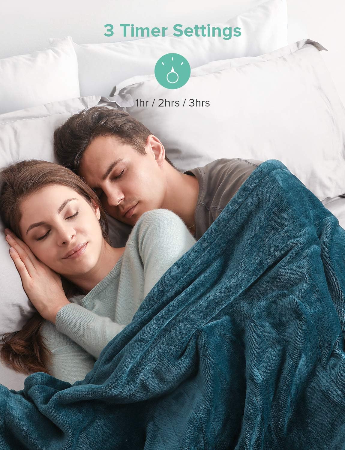 Sable Heated Blanket Electric Throw, 50" x 60" Full Body Size Fast Heating Blankets Flannel, 10 Heating Levels 3 Hours Auto-Off ETL Certified Machine Washable (Blue): Home & Kitchen