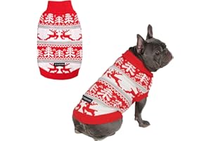 Spark Paws Christmas Dog Sweater - Ultra Soft Holiday Knit Sweater for Small, Medium & Large Dogs, Cute Pet Sweater for French Bulldogs & Big Dogs, Potty V Cut Design Jacket (Winter Wonderland, L)