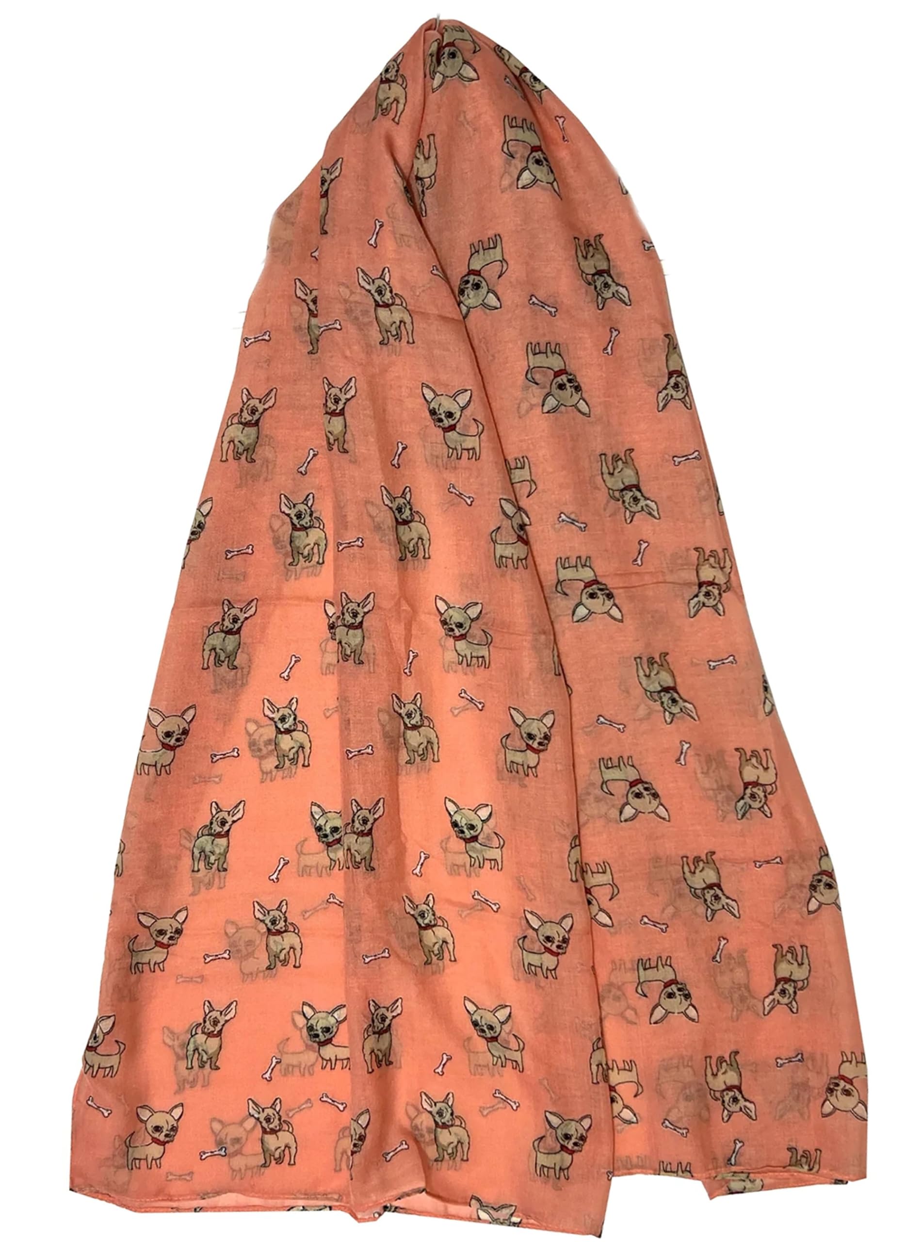 GFM Animal Print Scarf - Chihuahua Dogs (Salmon Pink) (FS-CHI-131-C-SLMGLB)