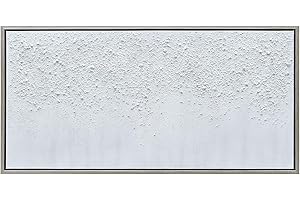 Empire Art Direct Abstract Wall Art Textured Hand Painted Canvas by Martin Edwards, Champagne Frame, 24" x 48", White Snow B