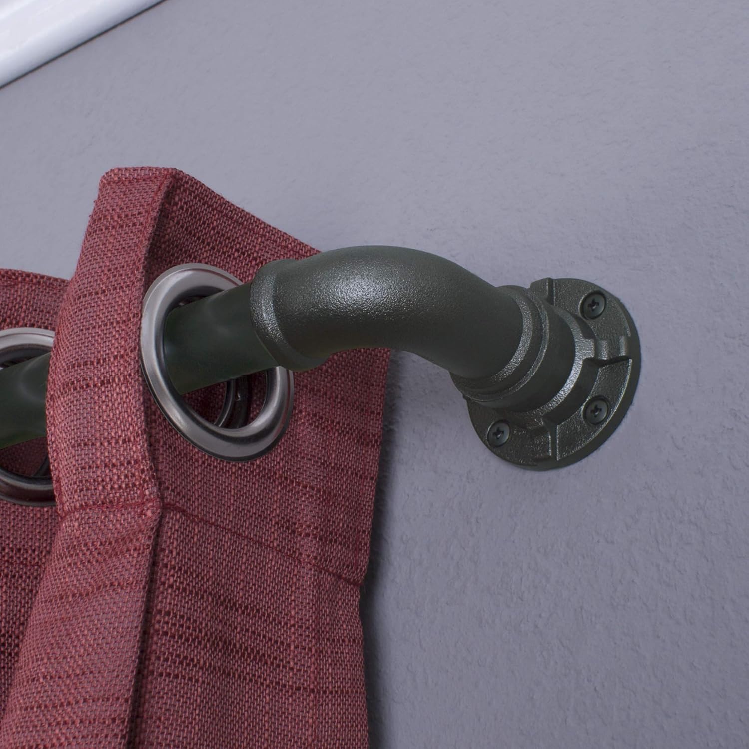 Decopolitan Industrial Wrap Around Telescoping Curtain Rod Set, 72-144", Black: Home & Kitchen