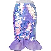 Miipat Girls Mermaid Tail Skirt Sparkly Kids Sequin Skirt Elastic Waist Birthday Party Beach Skirts