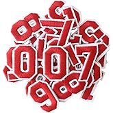 GYGYL 30 Pieces Iron on Numbers Patches, Red Number Patches, Numbers 0-9 Applique for Clothes, Dress, Hat, Socks, Jeans, DIY Accessories