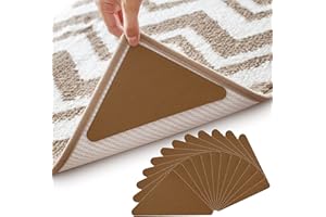 BEFAYOO Rug Grippers - Latest Upgraded Carpet Anti-Skid Pad with Strong Sticky Anti Slip Straight Carpet Tape for Curled Corners & Edges (12pcs, Coffee Brown)