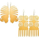 QUSIJIA 2 Pairs Boho Wooden Dangle Earrings for Women Lightweight Ethnic Style Drop Earrings for Women Jewelry