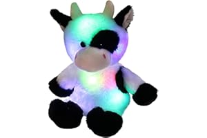 Glow Guards Light up Cow Stuffed Animal Adorable Glow Soft Farm Animal Plush Toy with LED Night Lights Birthday Children's Da