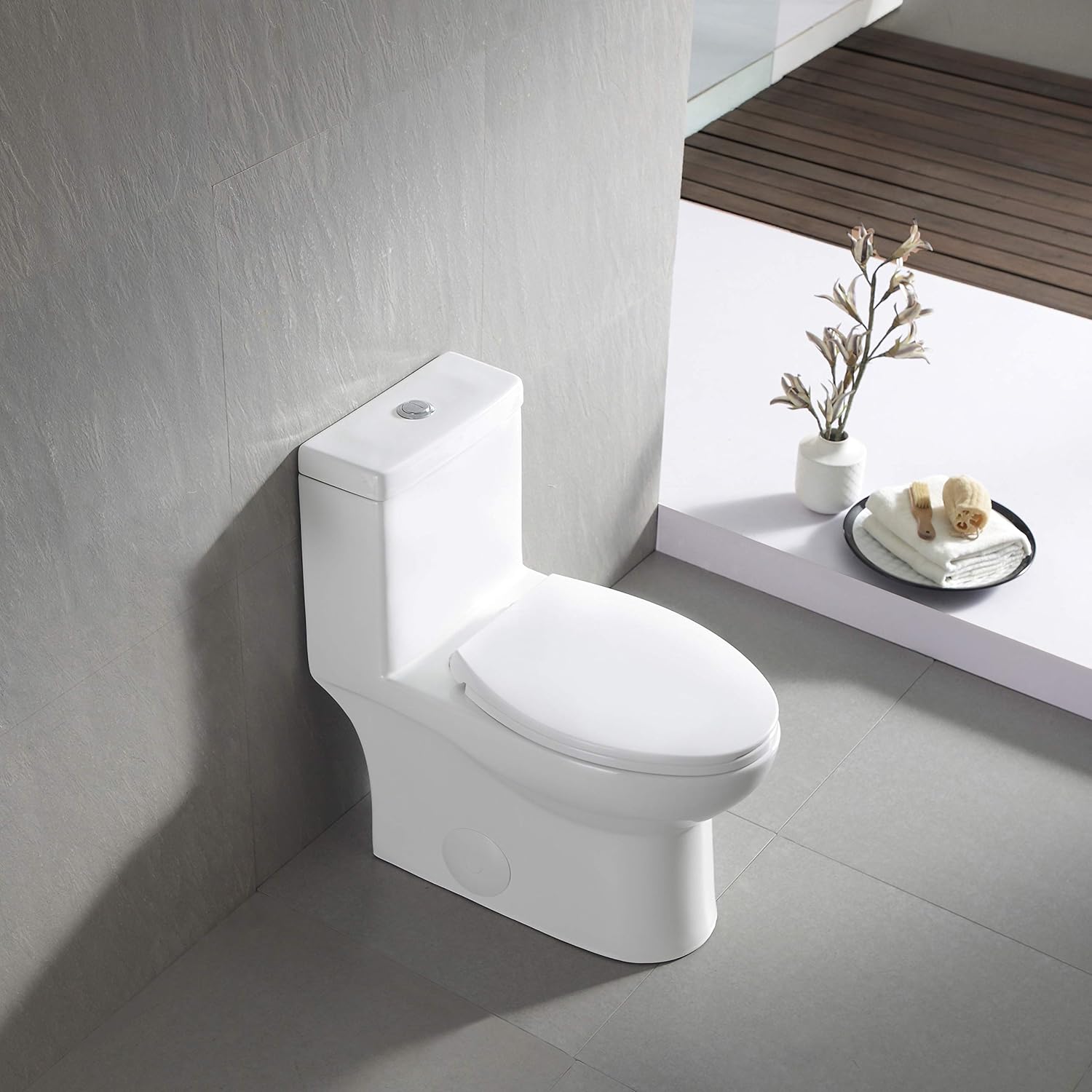 DeerValley DV-1F52816 Dual-Flush Elongated One-Piece Toilet, Soft Closing Seat Included, High-Efficiency, Comfort-Height, WaterSense, Cotton White - - 