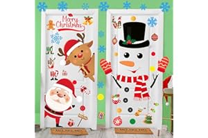 FENKYSOIX Christmas Door Decorations Xmas Door Stickers Decal Snowman Santa Reindeer Wall Decor Removable for Classroom Office Wall Decoration with Snowflake Merry Christmas Decals Holiday Winter Decor