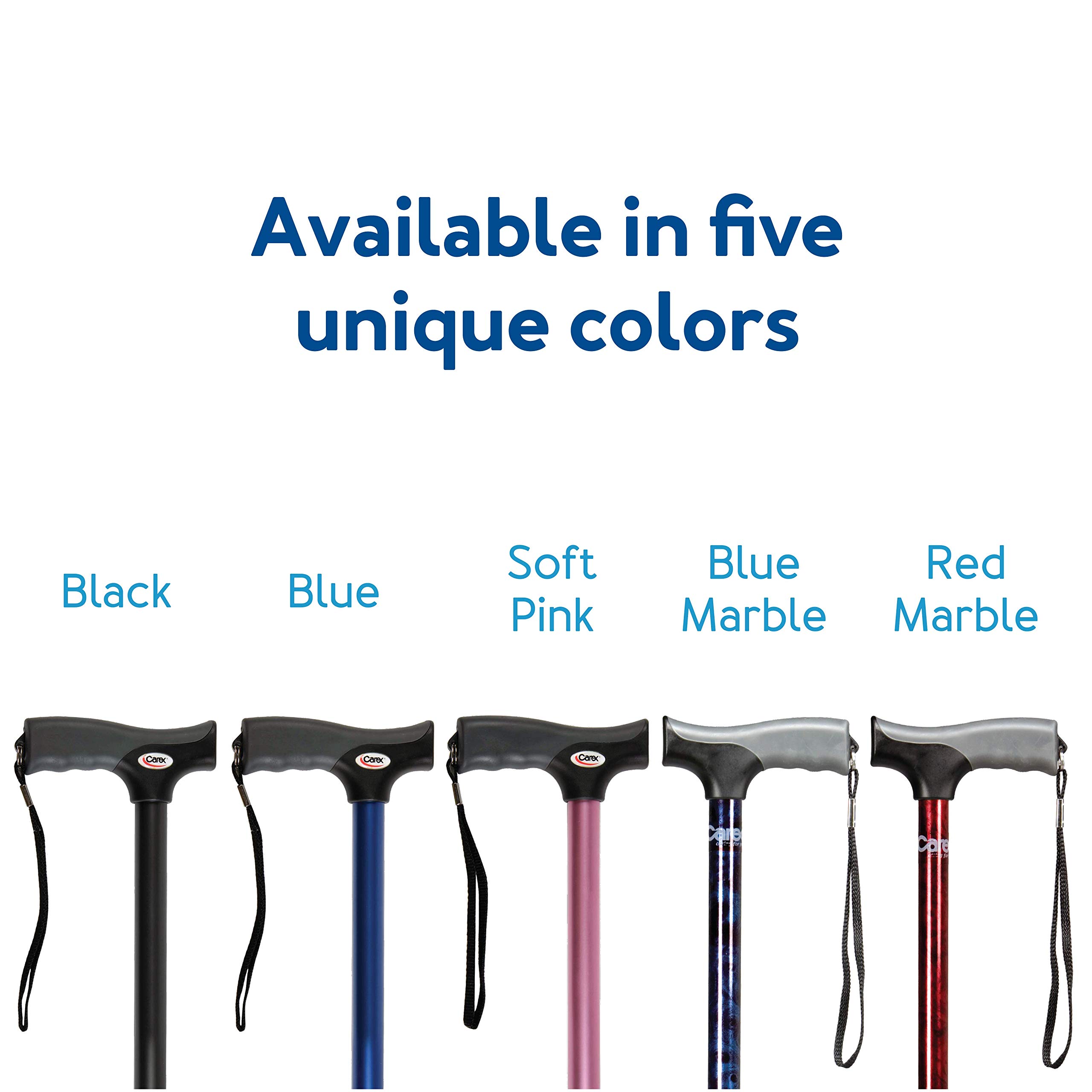 Carex Soft Grip Walking Cane with Strap, Anti-Slip Walking Cane for Easy Maneuvering, Walk Stick for Seniors & Adults with Added Support and Adjustable for Balance, Supports up to 250 lbs, Blue Marble