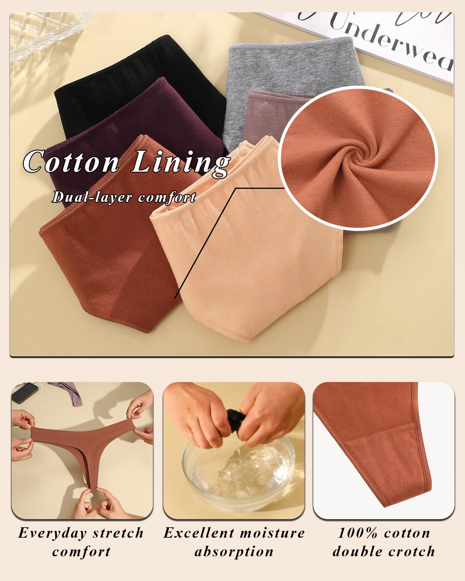 READY TO LOVE Cotton Underwear for Women Pack Breathable Thongs for Women Sexy Stretch Soft Womens Panties Thong XS-XL