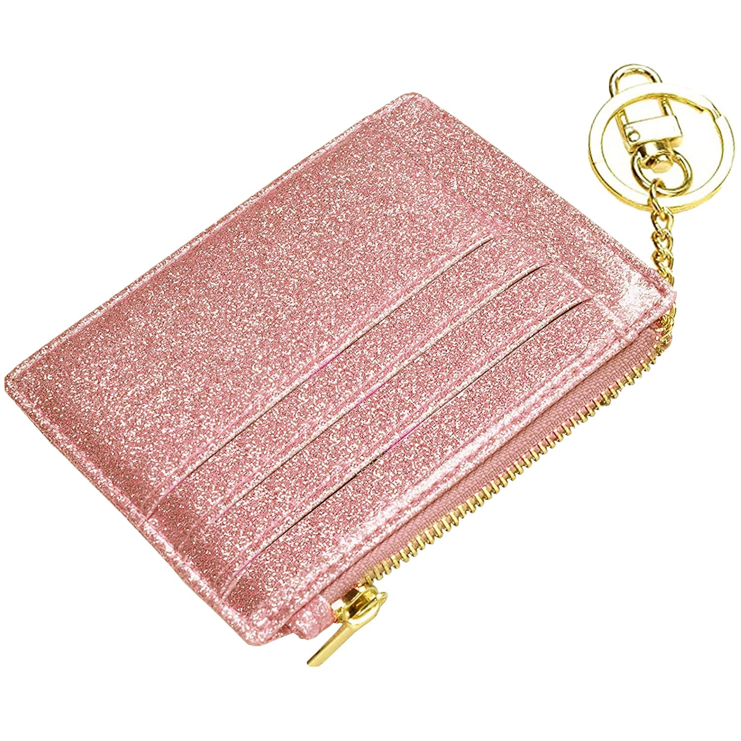 ehsbuy Card Holders Women Slim Ladies Card Holder Wallet RFID Blocking Leather Zipper Coin Purse Keychain Card Wallet โ image 1