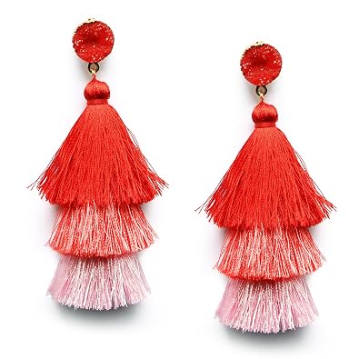Colorful Layered Tassel Earrings