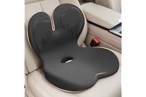 Ergonomic Memory Foam Seat Cushion with Lower Lumbar Support for Tailbone & Sciatica Pain Relief, 3" Lift Seat Cushion for Tr