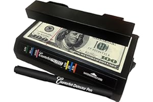 Dri Mark Tri Test - Counterfeit Bill Detector Machine w/AC Adapter - 3 Tests in 1 - Paper, Security Strip and Watermark Tests, Accurate Money Tester Machine with Counterfeit Detection Pen