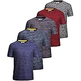 [5 Pack] Men’s Workout Short Sleeve Dry Fit T Shirts Quick Dry Active Athletic Crewneck Running Gym Moisture Wicking Tee Tops