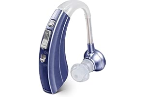 Digital Hearing Amplifier by Britzgo BHA-220. 500hr Battery Life, Modern Blue, Doctor and Audiologist Designed