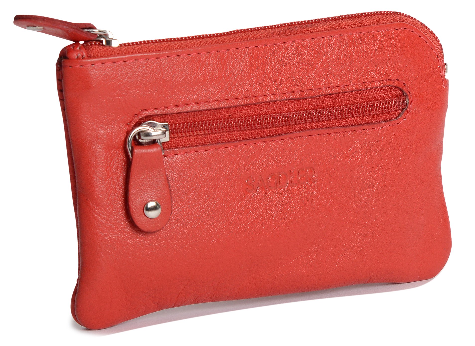 Real Leather Zip Top Coin & Card Purse – RFID-Blocking Wallet for Women with Double Key Rings & Front Pocket | SADDLER