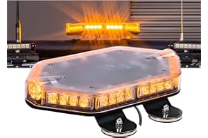 LAMPHUS NanoFlare NFMB40 12" 12V 40W AMBER LED Strobe Mini Light Bar [Magnet/Permanent Mount] Yellow Rooftop Rotating Safety Flashing Emergency Warning Beacon Lightbar for Work Truck Vehicle