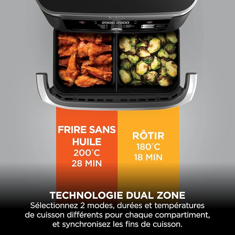 Foodi FlexDrawer Air Fryer 2 Compartiments, 10,4L, Noir/Cuivre