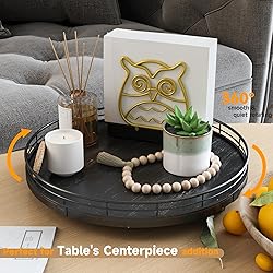 12" Oak Bathroom Vanity Tray Turntable for Perfume