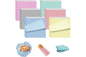 120Pcs Sandwich Paper 12 x 12 Inches, Checkered Dry Waxed Deli Papers Grease Proof Parchment Paper Food Basket Liners for Wra
