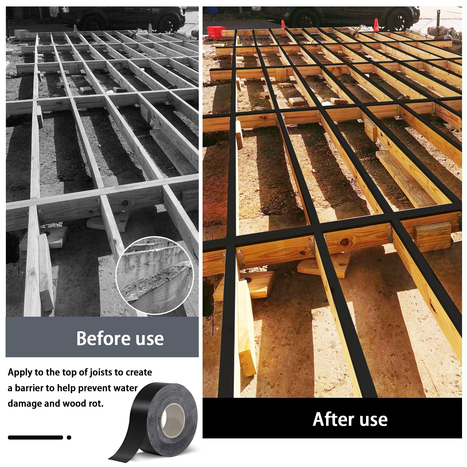 Kingsea Butyl Tape 6x50 Fuß - Wasserdichtes Decking Band Für Terrassen & Holz