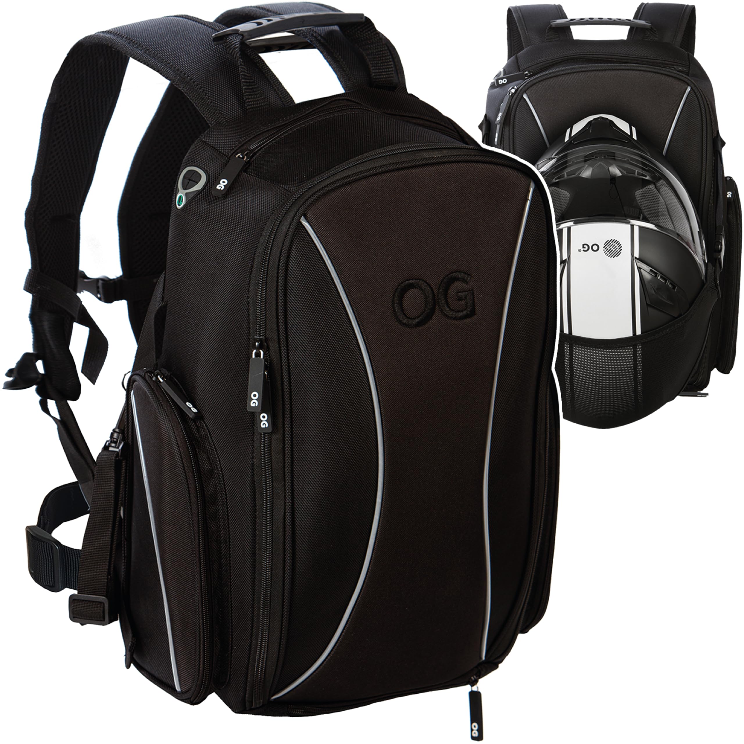 OG Original Motorcycle Backpack GO Black Waterproof, 20L, Motorbike Helmet Strap, Helmet Bag, Cycling Bag, Man, Laptop, Reflective