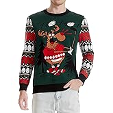 Runhit Ugly Christmas Sweater Men Unisex Crew Neck Knitted Ugly Christmas Sweater Women Funny Pullover for Holiday