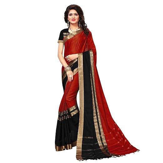 Womens Art Cotton Silk Saree With Blouse Piece