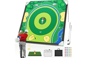IGRL Golf Chipping Game Set, 71 X 71 in Large Golf Practice Mat with 2 Adjustable Clubs, Hitting Mat, 24 Sticky Balls, 2 Golf Tees, Scoreboard & Carry Bag, Indoor Outdoor Golf Training Game for Adults