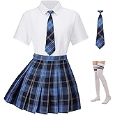 Yarawphy Women Japanese School Uniform US Size Schoolgirl Outfit Anime Cosplay Kawaii Sailor Costume with Tie