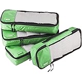 Amazon Basics 4 Piece Packing Travel Organizer Cubes Set - Slim, Green