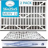 Air Bear 16x25x5 Air Filter MERV 11 (2-Pack) Pleated HVAC Air Filter Replacement (Actual Size: 15.50 x 24.25 x 4.9 Inches) Compatible with part no: 259112-105