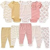 falianni Baby Boy Girl 10 Piece Combined Type Clothing Set Cotton Baby Bodysuits and Pants Set Home Outdoor Infant Clothes