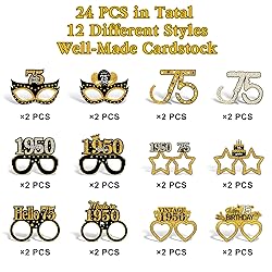 Turypaty 24Pcs 1950 75th Birthday Paper Glasses