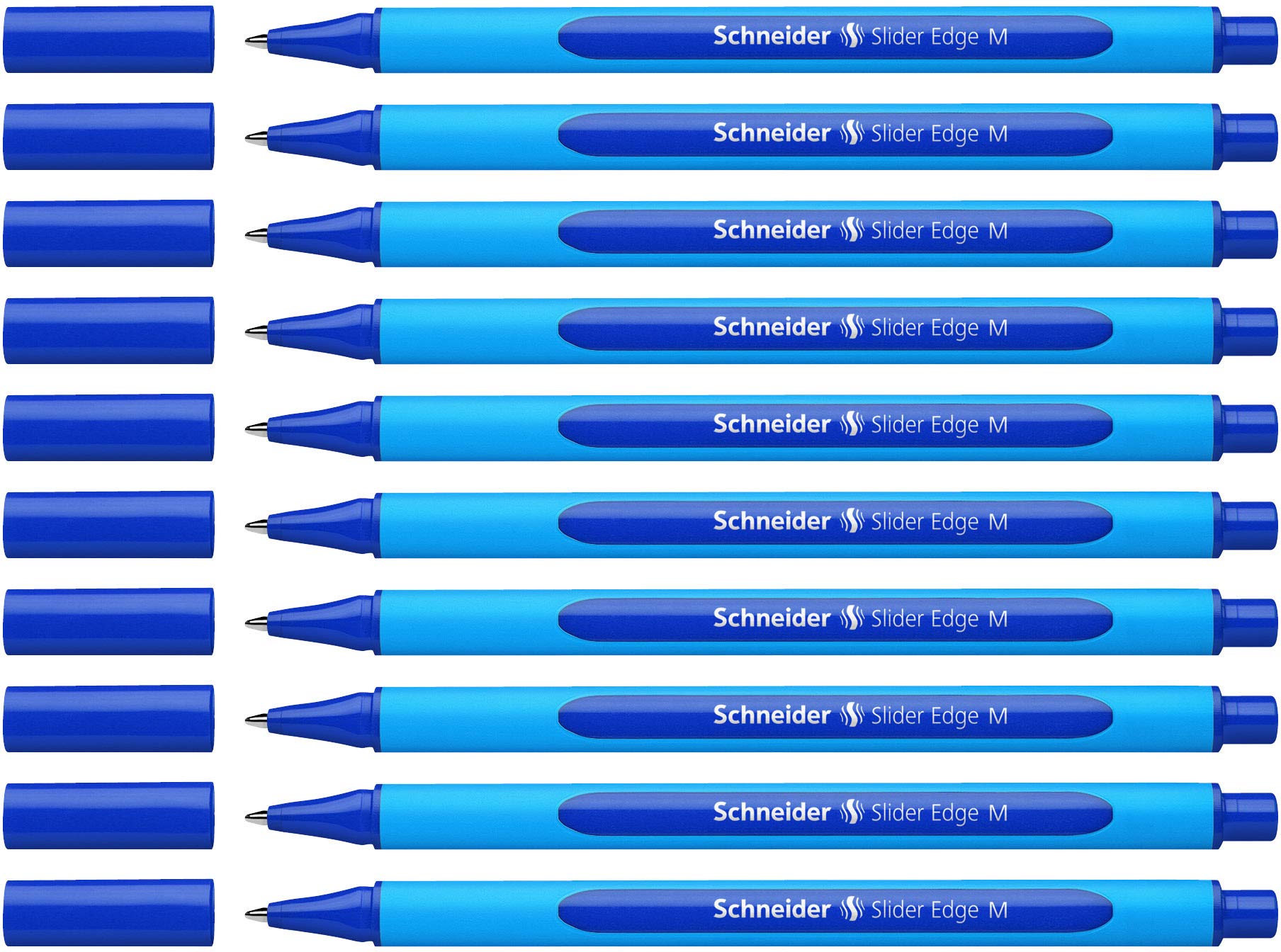 Schneider 152103 Ballpoint Pen Slider Edge with Cap M, Blue, Barrel, Cyan-Blue (Pack of 10) — image 1