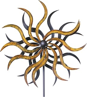 XL Windrad Windspiel Sonne Gartendeko Deko Metall gelb gold 185 cm 213729 F31