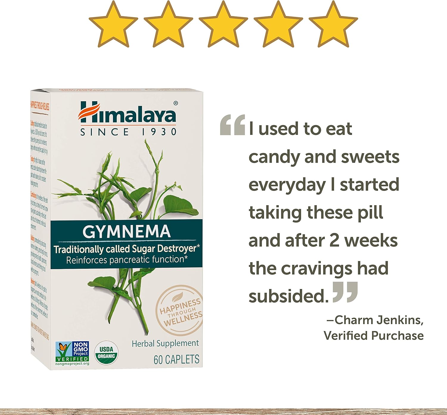 Himalaya Organic Gymnema Sylvestre, Equivalent to 8,254mg of Gymnema Sylvestre Powder, for Blood Sugar Support, 60 Caplets, 2 Month Supply (2 Pack): Health & Personal Care