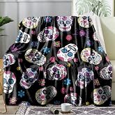 Ultra Soft Fleece Blanket- Lightweight & Warm Throw Blanket for Couch, Cozy Plush Sherpa Blanket for Adults Kids, Durable & Easy Care (Pink Sugar Skull, 40x50 in)