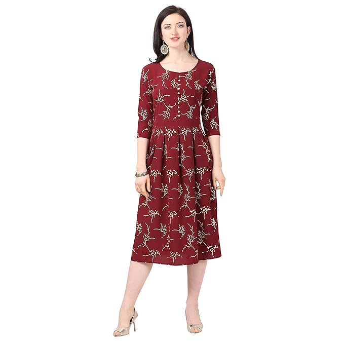 Crepe Stitched Maroon Kurti for Women (SD014)