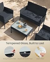 SONGMICS Garden Furniture Set Polyrattan Outdoor PE Wicker Black Grey GGF004B66 view 5
