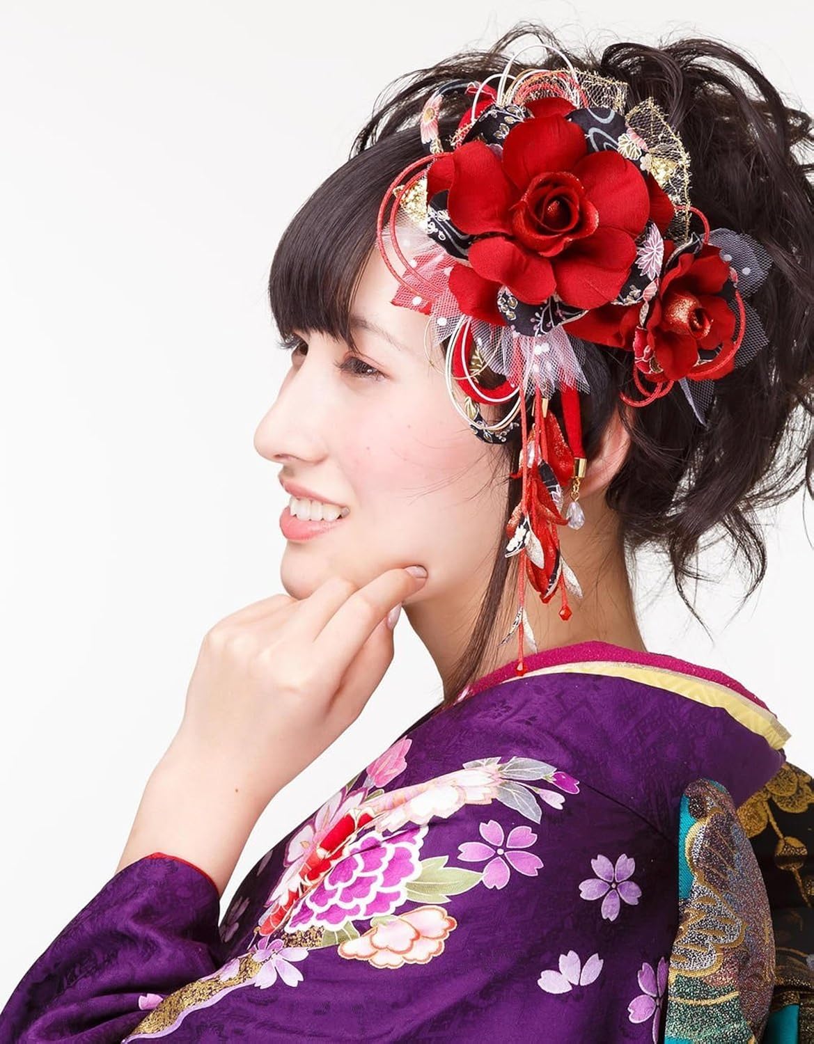 Amazon 花髪飾り かんざし 赤レッド 成人式 振袖 卒業式 袴 着物 和装 簪 髪型 和装小物 通販