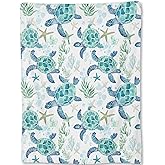 ainori Sea Turtle Blanket - Cute Blue and Green Hues Fleece Throw,Gifts for Kids Girls Boys, Soft & Warm,Lightweight, for Modern Ocean Beach Decor, Marine Life Lovers, and Room Home Accents 50x60in