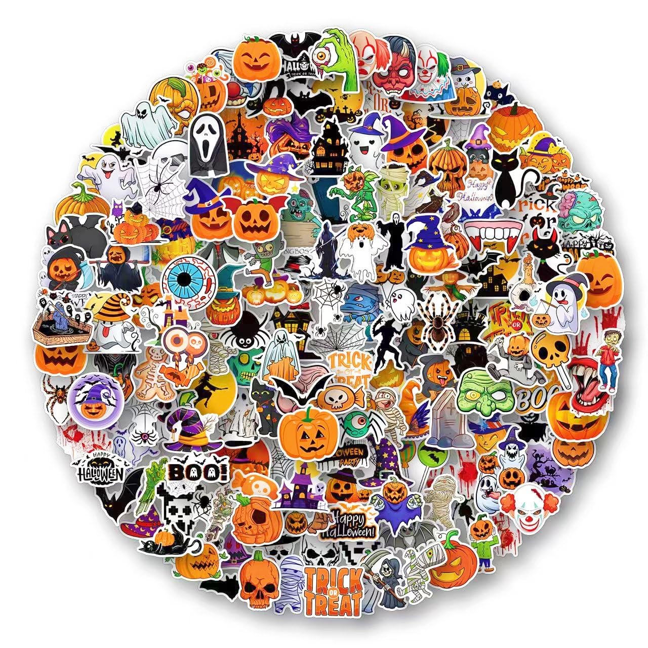 AOWDIAO 200 Pcs Halloween Stickers, Halloween Vinyl Stickers for Kids & Adults, Holiday Party Favors, Crafts & Gifts