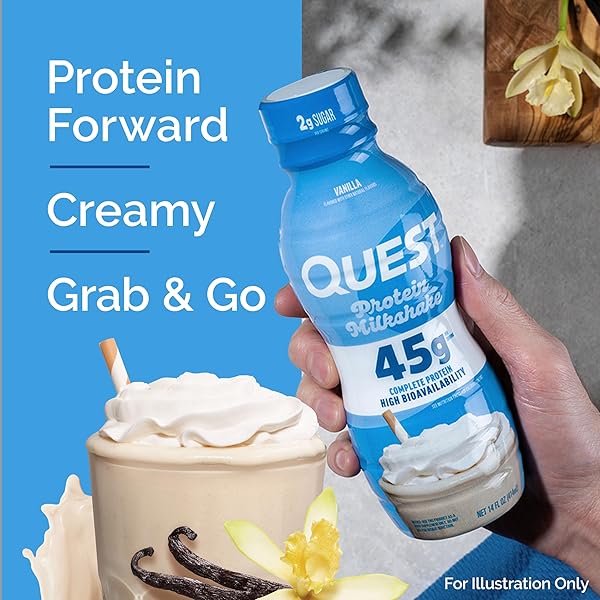 QUEST NUTRITION PROTEIN MILKSHAKE, VANILLA, 45G PROTEIN, 2G SUGAR, HIGH PROTEIN, LOW SUGAR, GLUTEN FREE, 1 COUNT