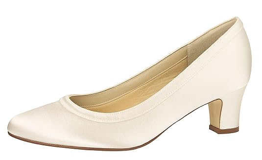 Rainbow Club Brautschuhe Ramona - Pumps, Ivory/Creme, Satin - Hochzeitsschuhe, Blockabsatz