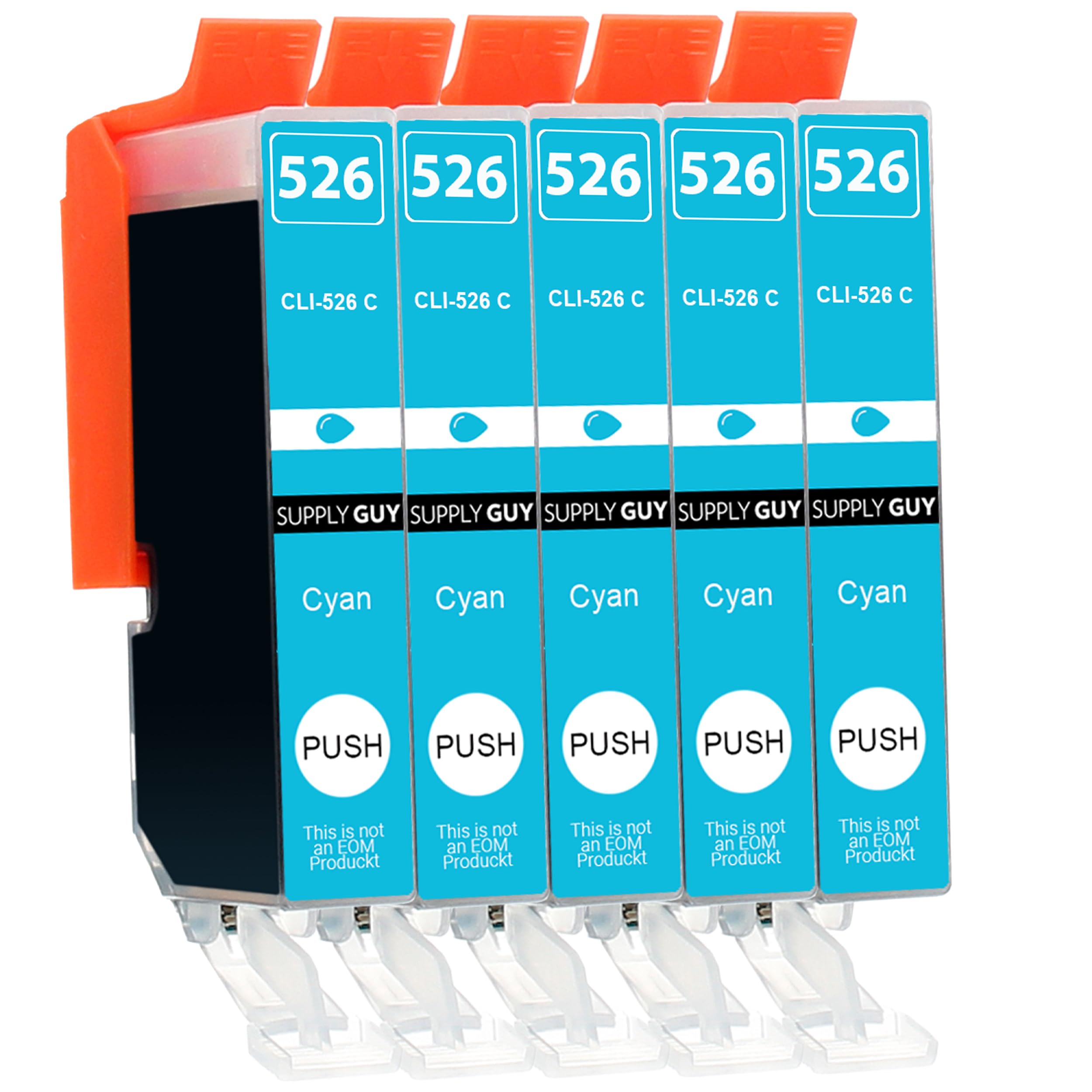 Supply Guy 5 Ink Cartridges compatible with Canon CLI-526 Cyan for Pixma IP4850 IP4950 IX6550 MG5140 MG5150 MG5200 MG5240 MG5250 MG5300 MG5340 MG5350 MG6150 MG6250 MG8150 MG8240 MG8250 MX715 MX885