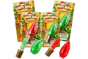 Needzo Christmas Light Up Lolly Lollipops, Festive Candy Lightbulb Gifts, Stocking Stuffers for Kids, Pack of 4