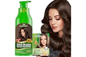 Herbishh Hair Color Shampoo - Magic Dye for Gray Hair, Lasting Color in Minutes - 500 Ml, 3-In-1, Ammonia-Free (Dark Brown)